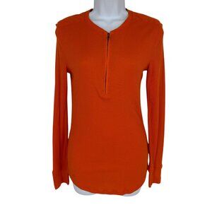 Lauren Ralph Lauren Womens Orange Ribbed Long Sleeve Half-Zip Top M